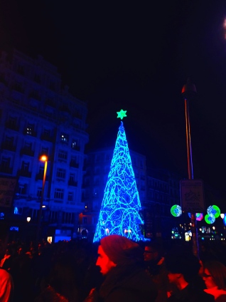 Hanukkah tree on Gran Vía.
